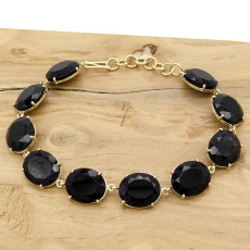 Pulseira com Ônix, em Ouro Amarelo 18 Kilates